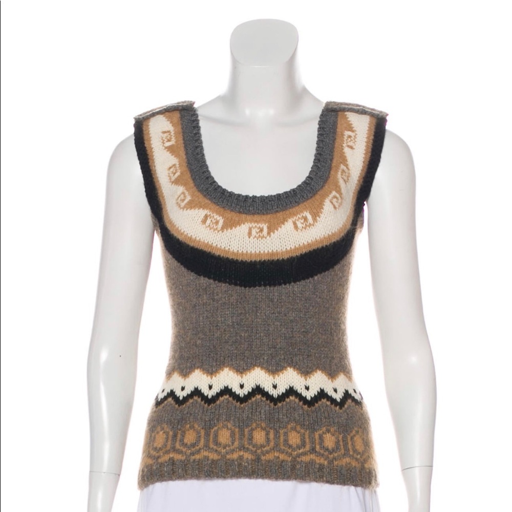 Roberto Cavalli wool and alpaca blend sweater with beautiful hand woven designs